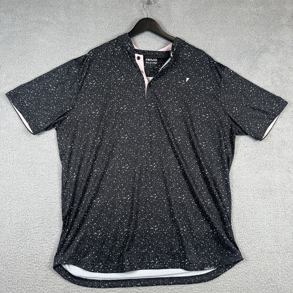 Primo Polo Shirt Mens XXL Black Blade Collar Speckle Golf Performance Stretch